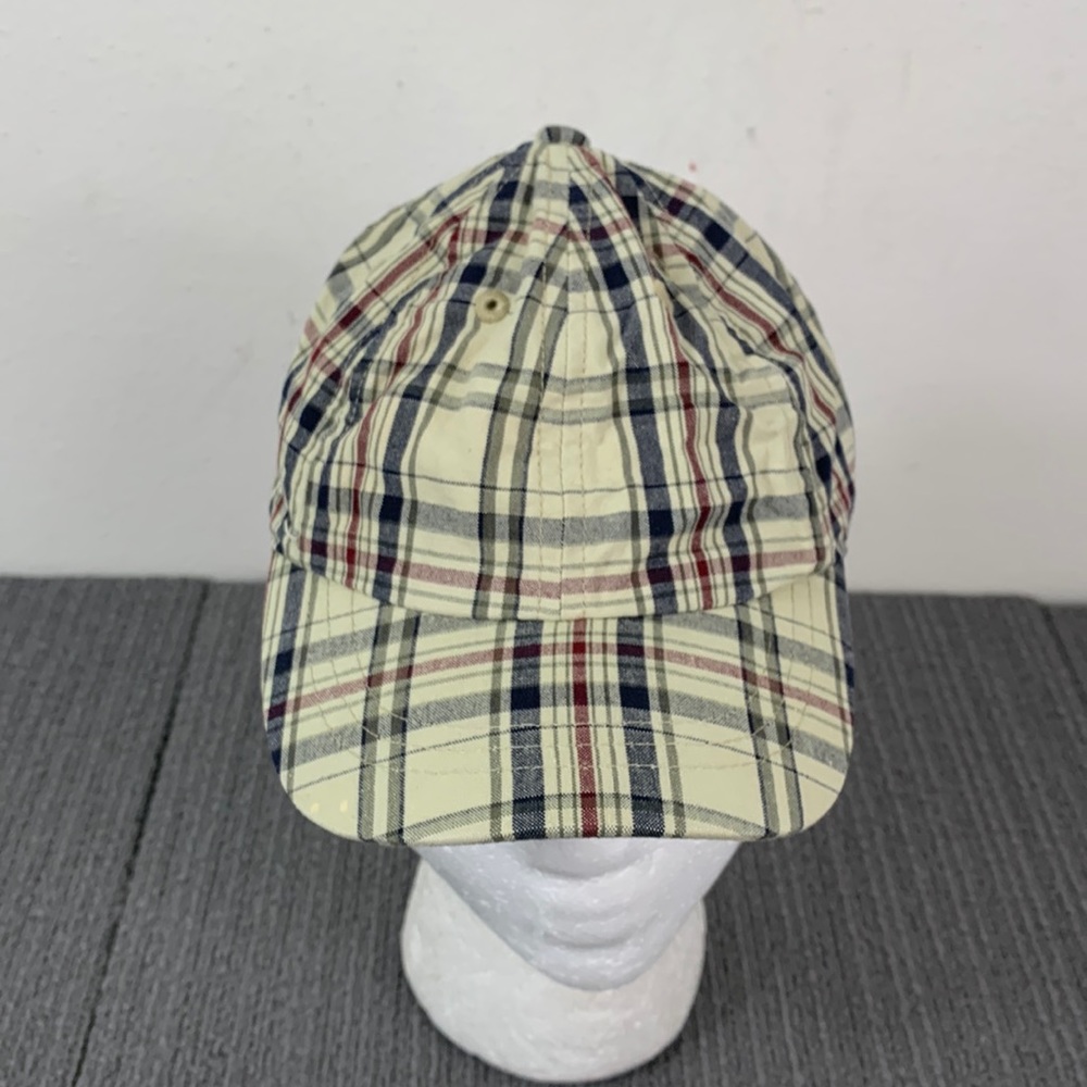 Place Baseball Hat Toddler Size 18-24 mos Tan Plaid Elastic Strap Athletics Dept